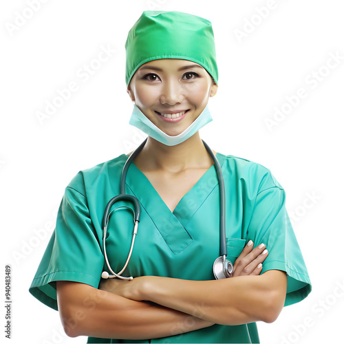 Female nurse wearing a surgical mask