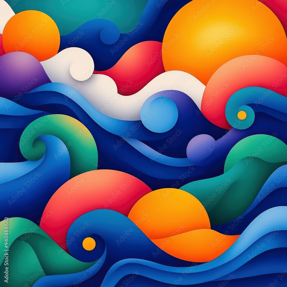 Abstract Colorful Paper Cut Waves Background Abstract Colorful Paper Cut Waves Background