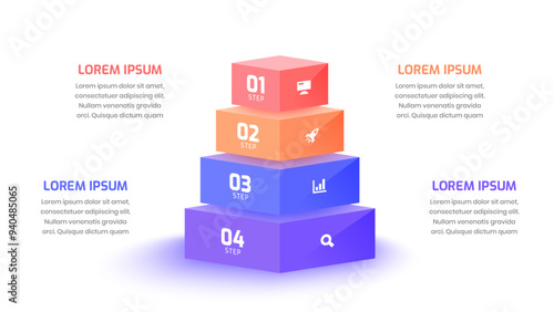  Business Infographic Design Elegant Professional Template with 4 Option Icons