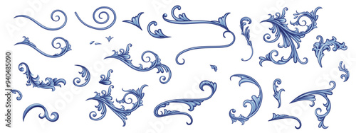 Set of  decorative elements in Baroque style