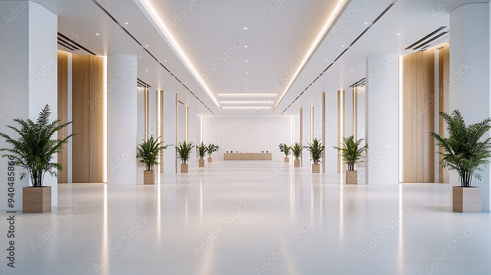 Minimalist Banquet Hall Interior Design with White Walls and Natural ...