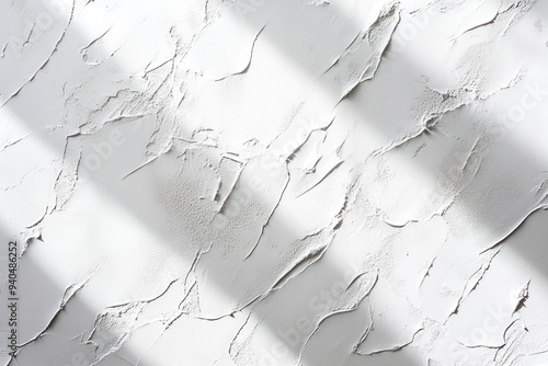 White Textured Wall with Diagonal Light Shadows photo