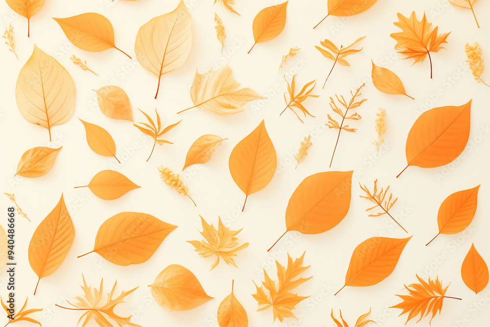 Obraz premium Vibrant fall leaves isolated on a warm background