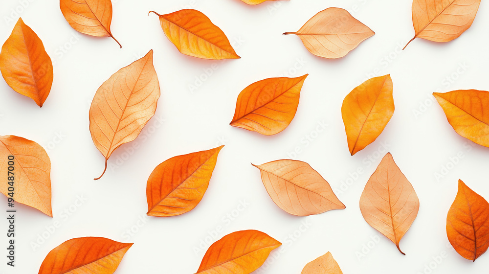 Cozy fall decor featuring scattered autumn leaves Cozy fall decor featuring scattered autumn leaves
