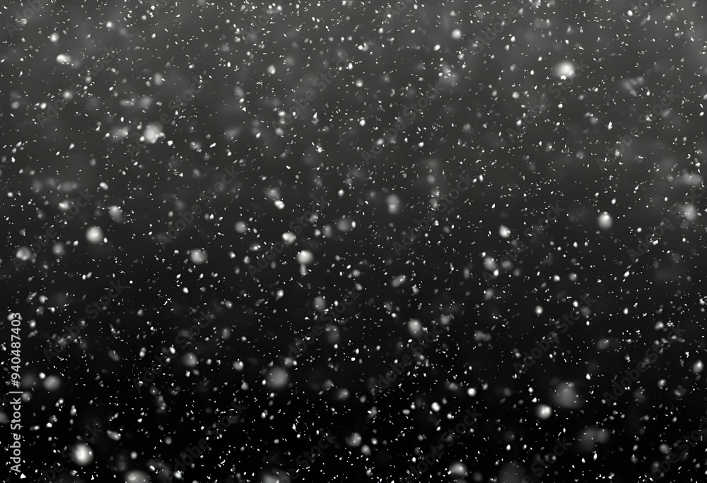 Obraz premium Detailed Snowfall Overlay Image Isolated on Black Background Perfect for Dynamic Visual Effects