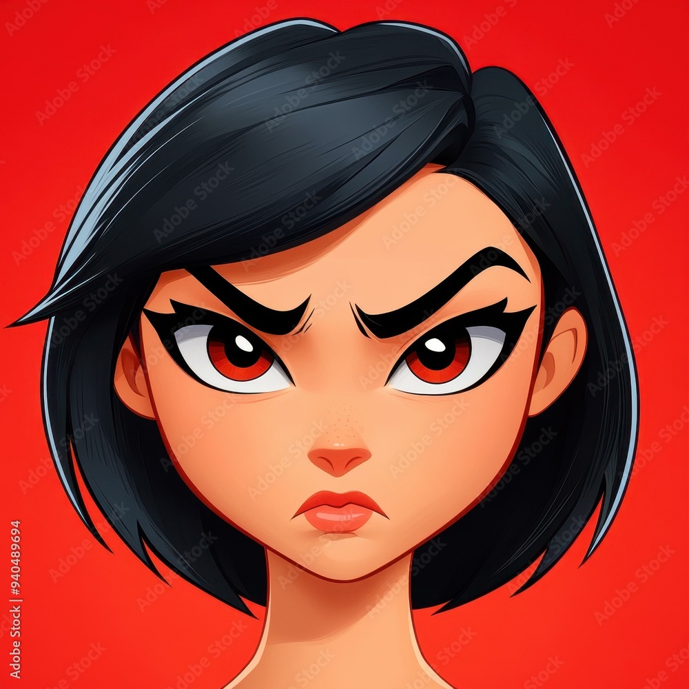 This artwork showcases a strong Asian woman, her fierce expression revealing a bold and elegant personality that captivates. This artwork showcases a strong Asian woman, her fierce expression revealing a bold and elegant personality that captivates.