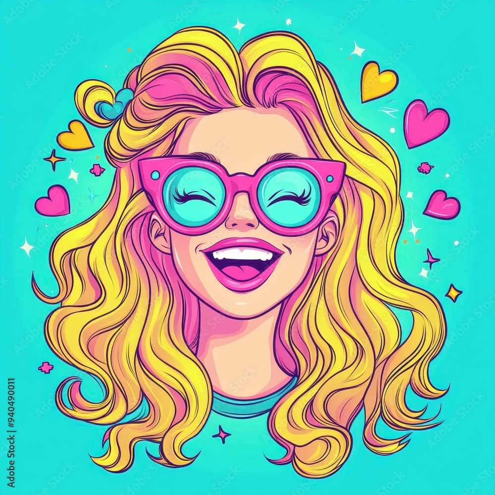 Experience the joy of love with a vibrant comic girl, her radiant curls shining in a colorful pop art Valentine scene. Experience the joy of love with a vibrant comic girl, her radiant curls shining in a colorful pop art Valentine scene.