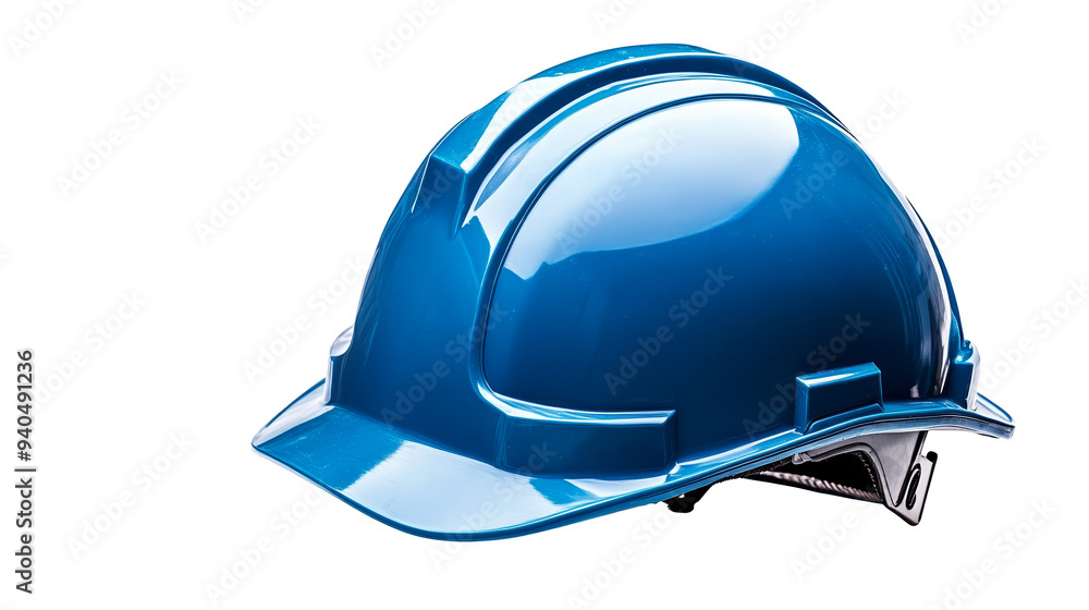 A shiny blue hard hat designed for safety in construction and industrial environments, representing protection and professionalism. A shiny blue hard hat designed for safety in construction and industrial environments, representing protection and professionalism.