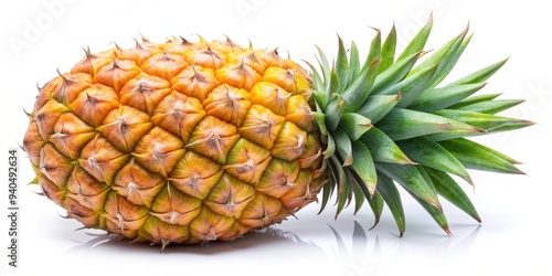 A Single Ripe Pineapple with a White Background, fruit, tropical, exotic photo