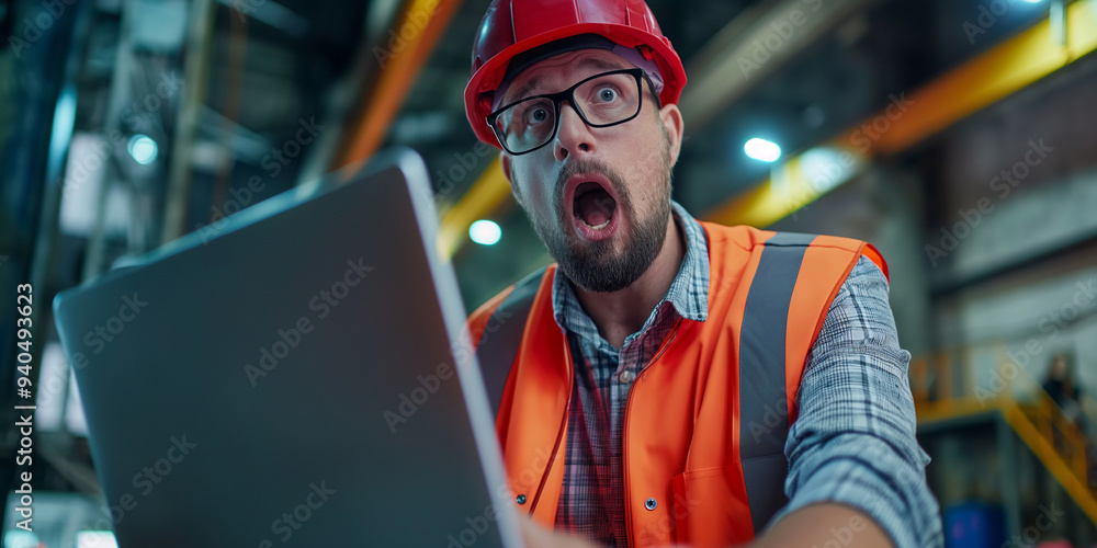 Stunned and shocked engineering professional displaying overwhelmed facial reaction to a failed project.
Stunned and shocked engineering professional displaying overwhelmed facial reaction to a failed project.