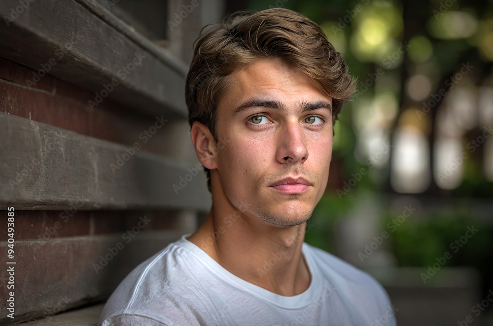 A handsome young Canadian man with a confused expression looked to the side, A handsome young Canadian man with a confused expression looked to the side,
