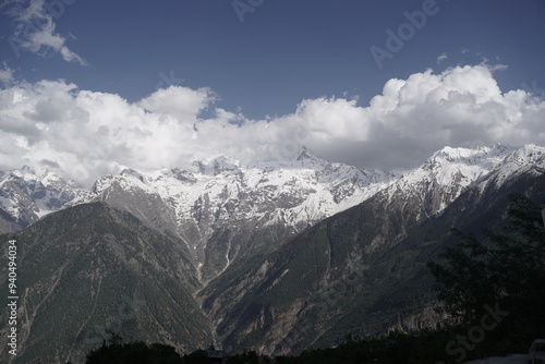 Kinnaur Kailash at dusk, Kalpa, Kinnaur district, Himachal Pradesh, Himalayas, India photo