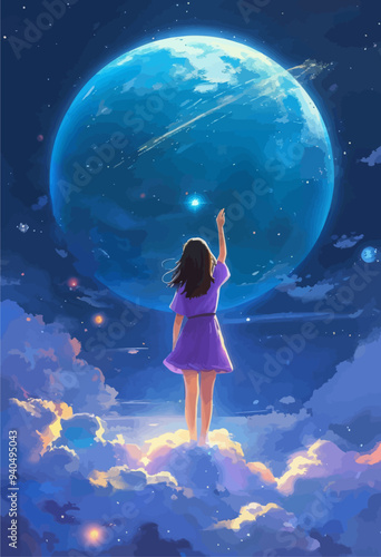 Astronaut Reaching for the Moon