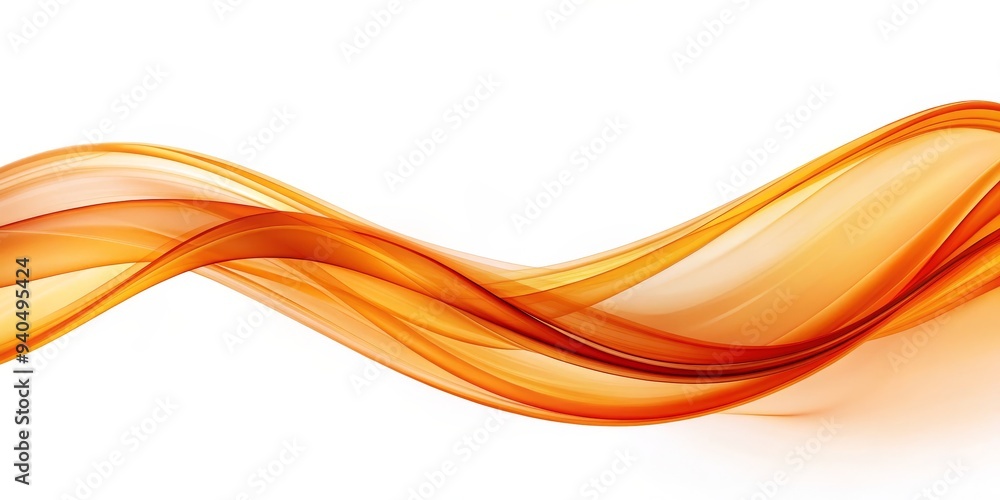 Abstract Orange Flowing Wave on White Background, abstract, wave, flow Abstract Orange Flowing Wave on White Background, abstract, wave, flow