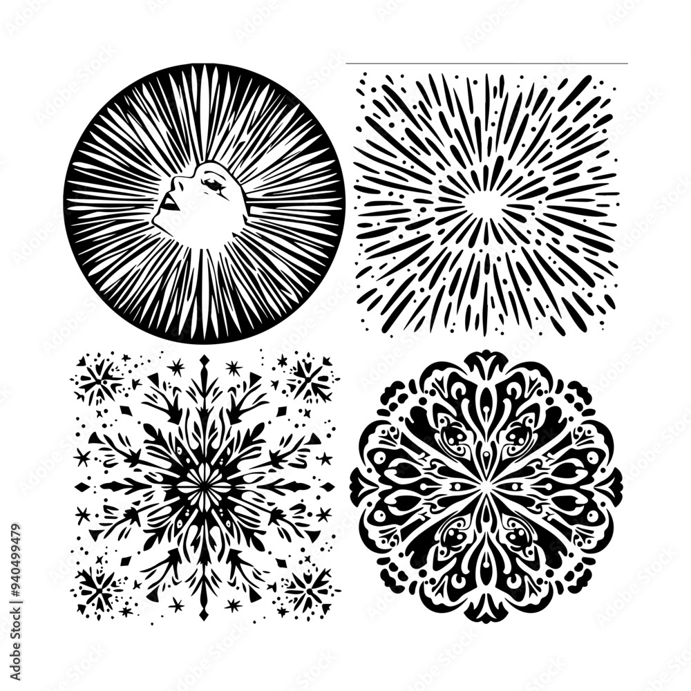 Obraz premium black and white new year, new year eve party, black and white illustration icon about new year eve party