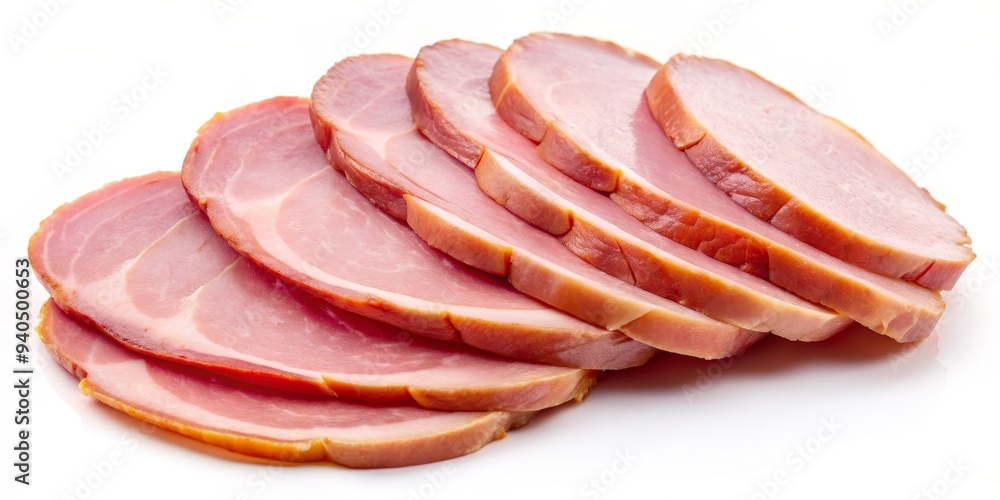 Close-up of Sliced Smoked Ham, Food Photography, Meat Slices, Ham, Smoked Ham, Delicious Ham Close-up of Sliced Smoked Ham, Food Photography, Meat Slices, Ham, Smoked Ham, Delicious Ham