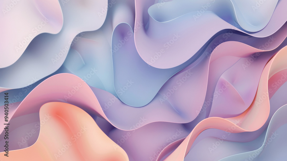 Soft pastel waves with gentle lilac blush and powder blue Soft pastel waves with gentle lilac blush and powder blue
