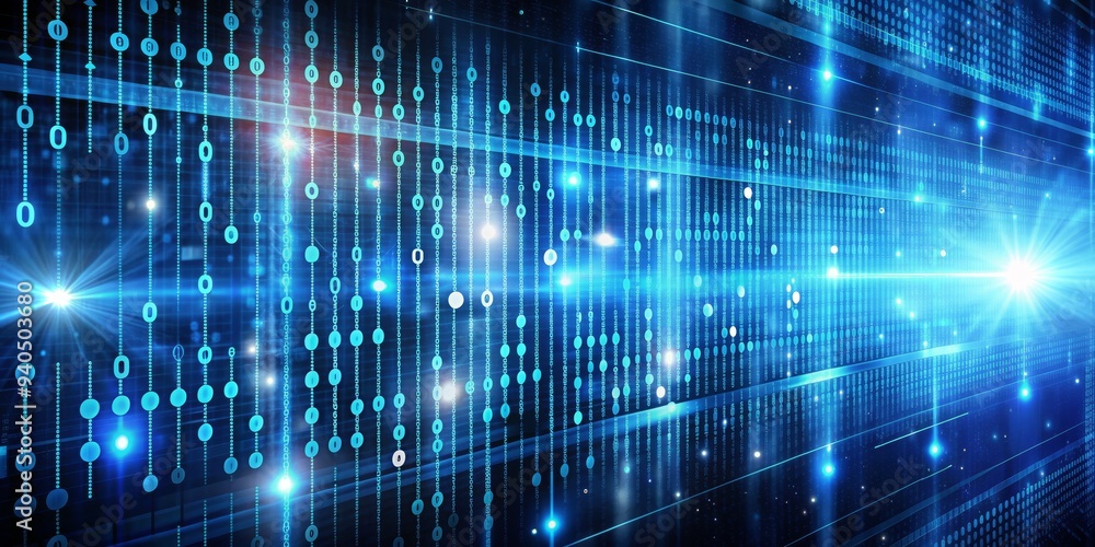 Digital Matrix Binary Code in Blue, Digital Art, Abstract, Glowing Lights, 3D, Technology, Network Digital Matrix Binary Code in Blue, Digital Art, Abstract, Glowing Lights, 3D, Technology, Network