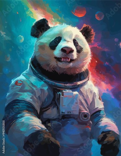 Panda astronaut in space suit