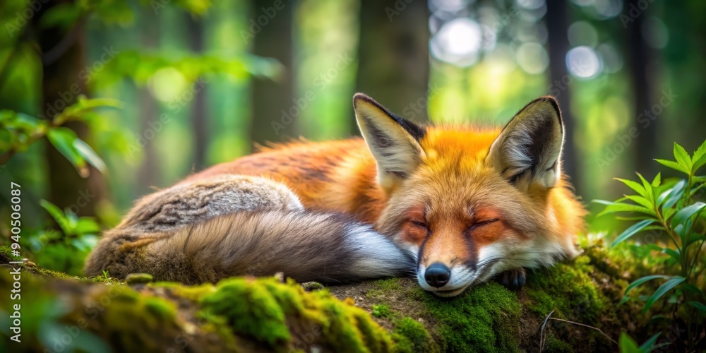 Fox Napping in a Sun-Dappled Forest, Close Up, Wildlife Photography, Nature, Animals, fox, forest Fox Napping in a Sun-Dappled Forest, Close Up, Wildlife Photography, Nature, Animals, fox, forest