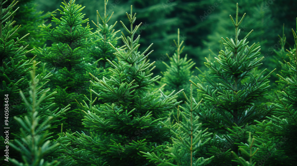 Lush Evergreen Forest: A Tranquil Woodland Scene Lush Evergreen Forest: A Tranquil Woodland Scene