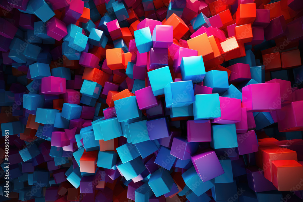 generated illustration of multicolored, glass cubes abstract background generated illustration of multicolored, glass cubes abstract background