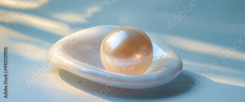 Shiny pearl in a white shell