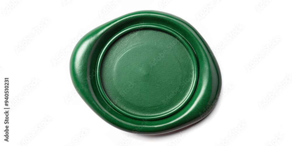 Green Wax Seal on White Background, Seal, Wax, Authentication Green Wax Seal on White Background, Seal, Wax, Authentication