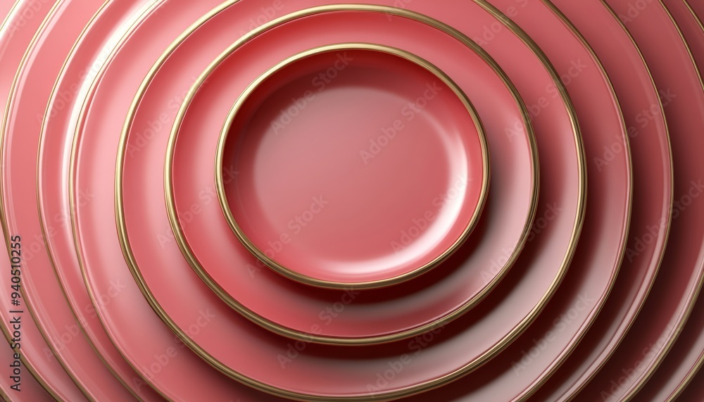 Stacked Pink and Gold Circular Plates Stacked Pink and Gold Circular Plates