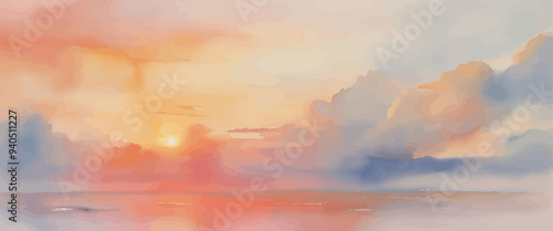 Sunset over a cloudy sky