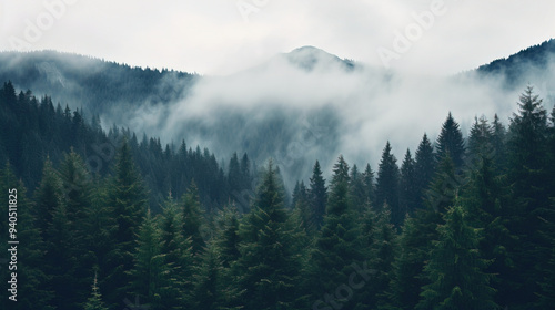 Misty Mountain Forest Landscape - Nature Photography