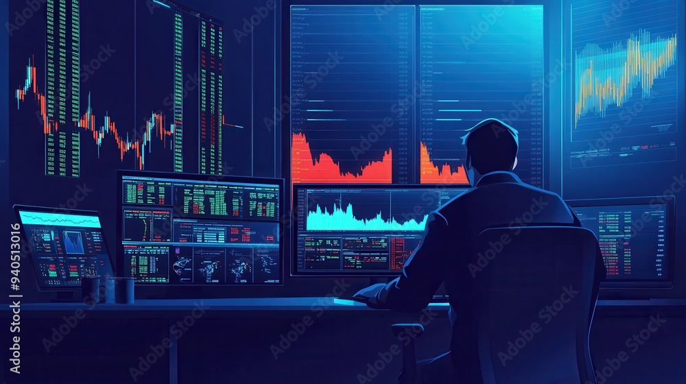 Stock trading flat design, front view, trading operations theme, animation, vivid Stock trading flat design, front view, trading operations theme, animation, vivid
