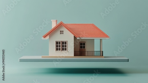 Adjustablerate mortgage risk flat design, side view, unpredictable interest rates theme, 3D render, Complementary Color Scheme photo