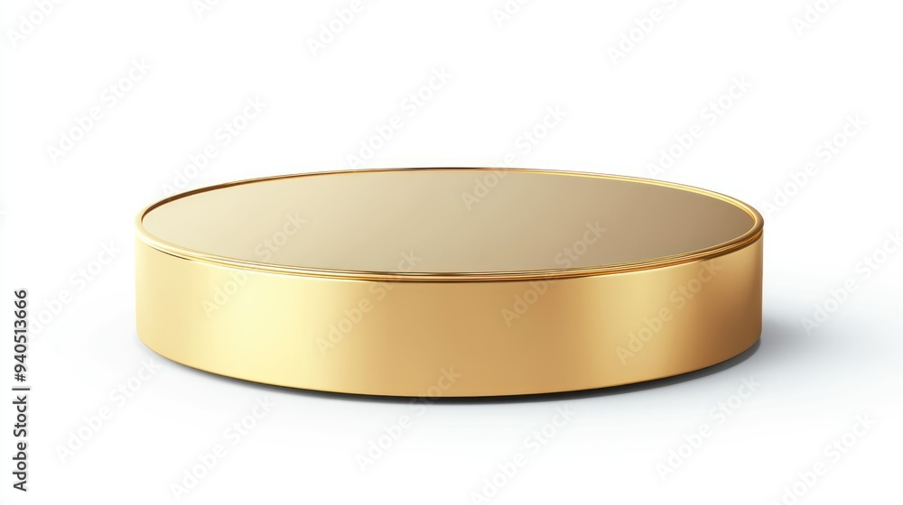 A Golden Cylinder Platform Isolated on White Background A Golden Cylinder Platform Isolated on White Background