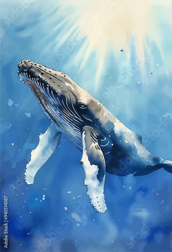 Whale Surfacing in the Ocean