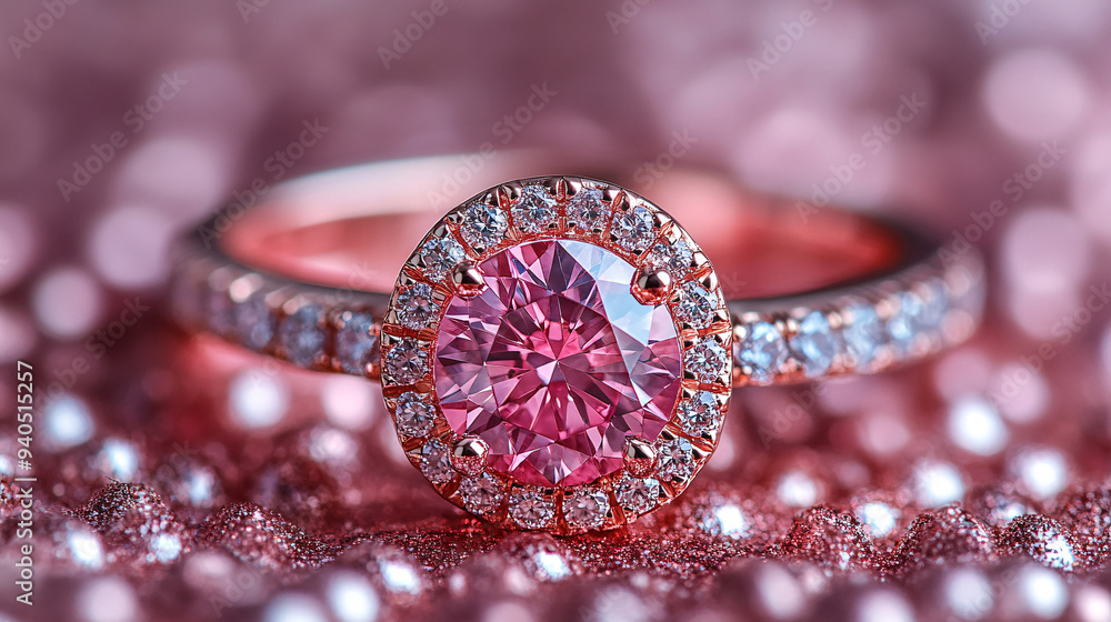 a diamond ring with a large, sparkling diamond on a elegant background with bokeh light effects. a diamond ring with a large, sparkling diamond on a elegant background with bokeh light effects.