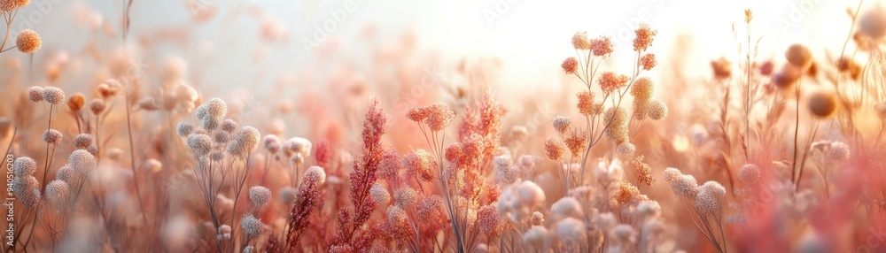 Fototapeta premium Dried flowers flat design, front view, preserved beauty theme, 3D render, vivid