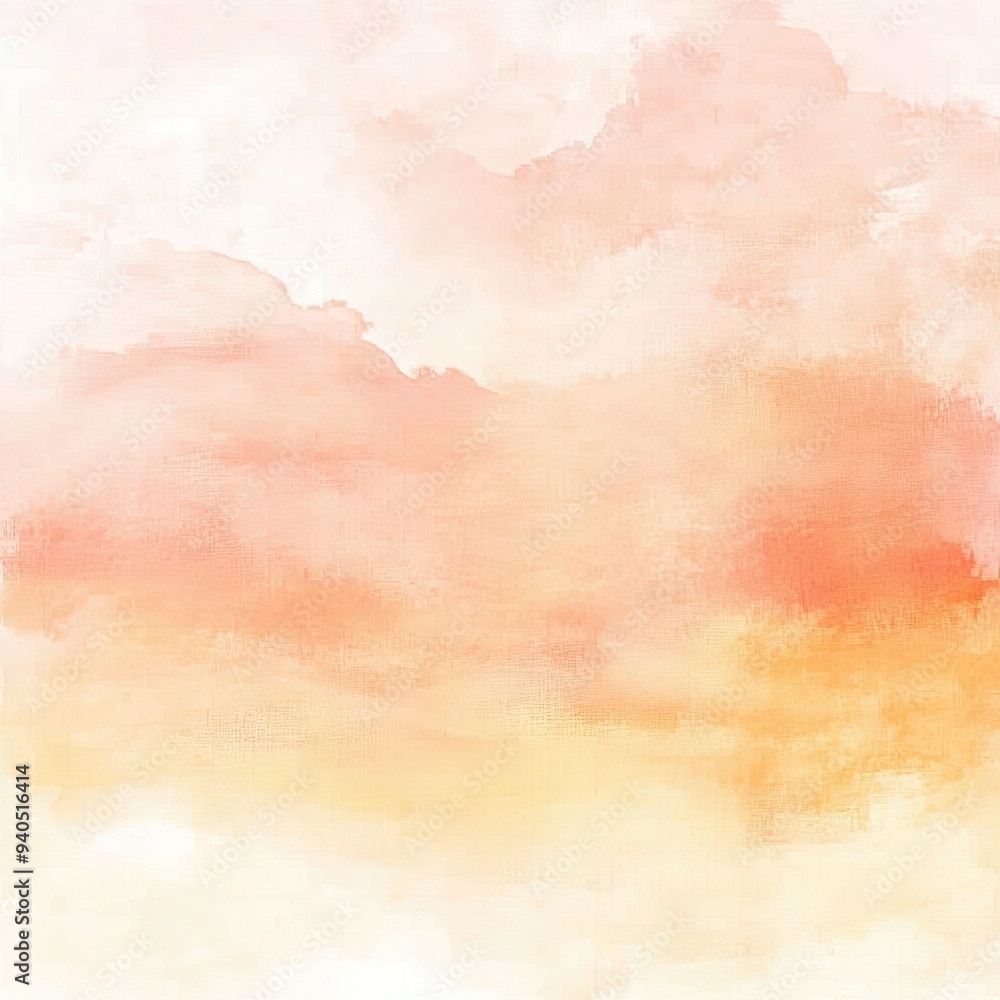 Obraz premium A soft, abstract watercolor background blending warm hues of orange and peach, perfect for creative projects and designs.