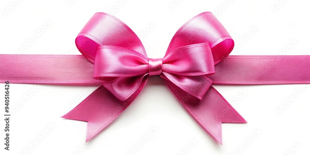 Pink Satin Ribbon Bow on White Background,ribbon,bow,gift Pink Satin Ribbon Bow on White Background,ribbon,bow,gift