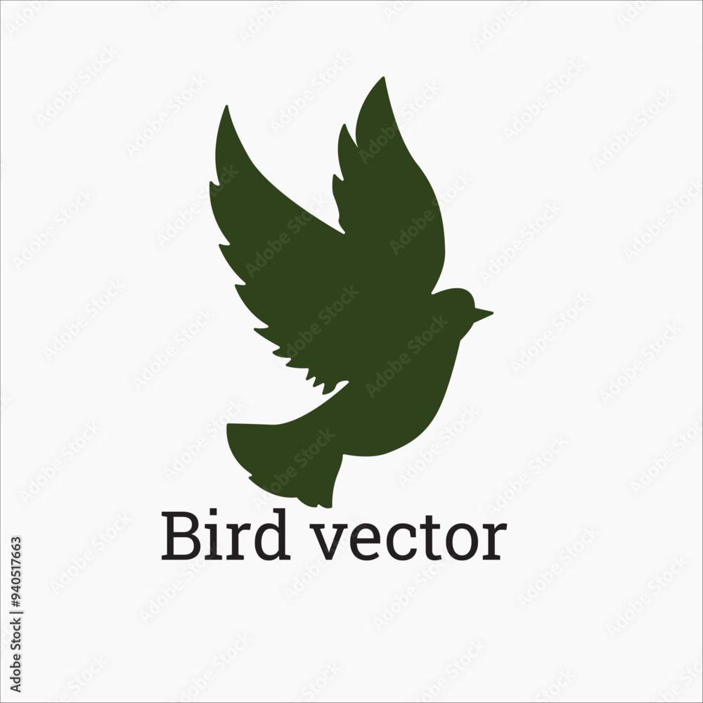 Fototapeta premium Set of black bird silhouettes. Vector elements for design