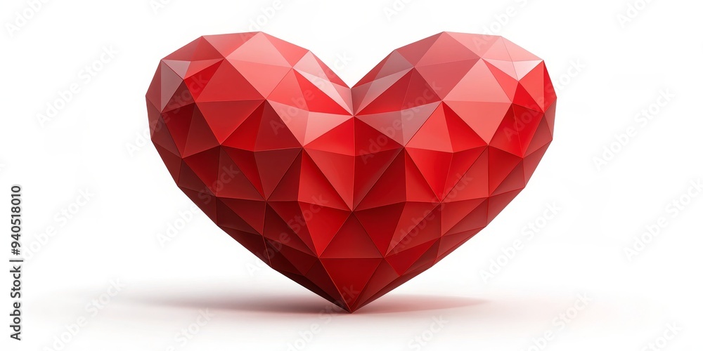 Red Polygonal Heart, 3D Render, Love, Geometric, Abstract, heart, geometry Red Polygonal Heart, 3D Render, Love, Geometric, Abstract, heart, geometry