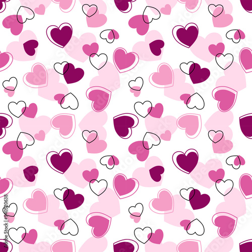 Seamless pattern with hand drawn heart.