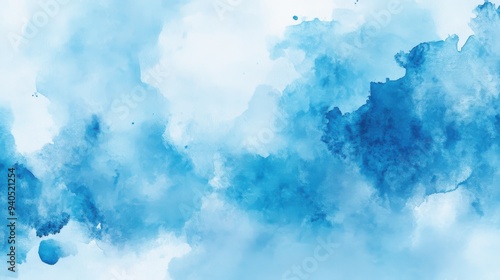 Light Blue Watercolor Splash Background, Abstract Artistic Texture 