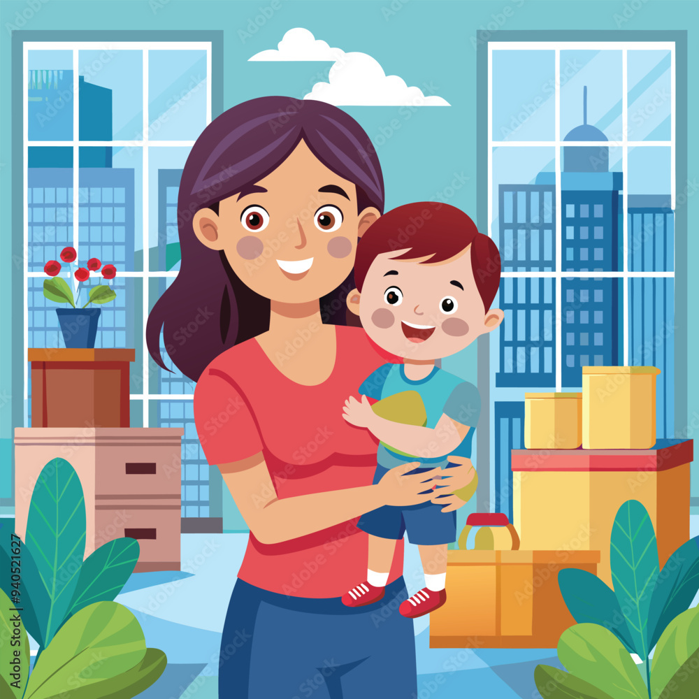 happy mother and child illustration vector happy mother and child illustration vector