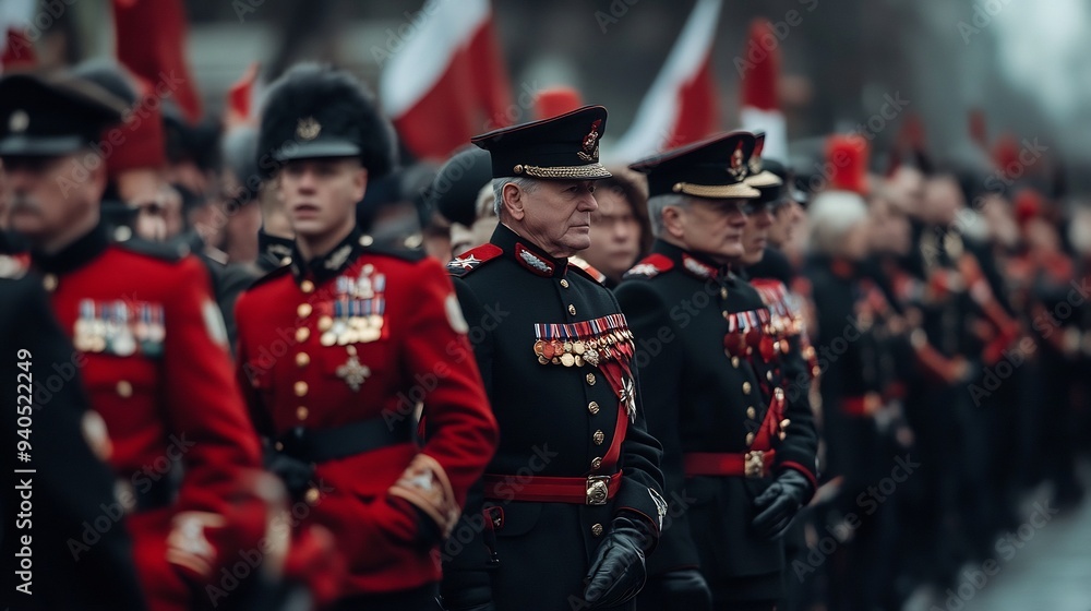 Men in Military Uniforms Standing in a Line Men in Military Uniforms Standing in a Line