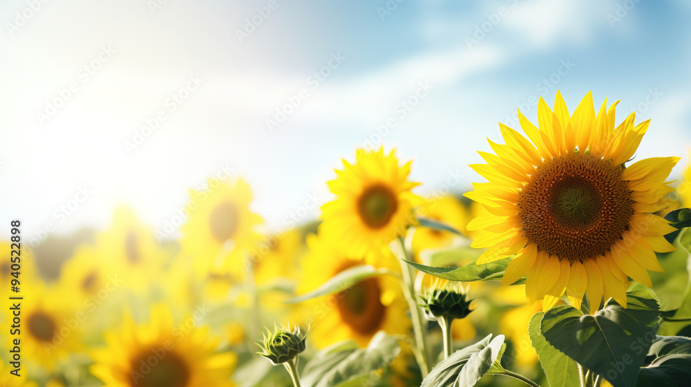 Fototapeta premium Sunflowers in Bloom: A Field of Golden Beauty