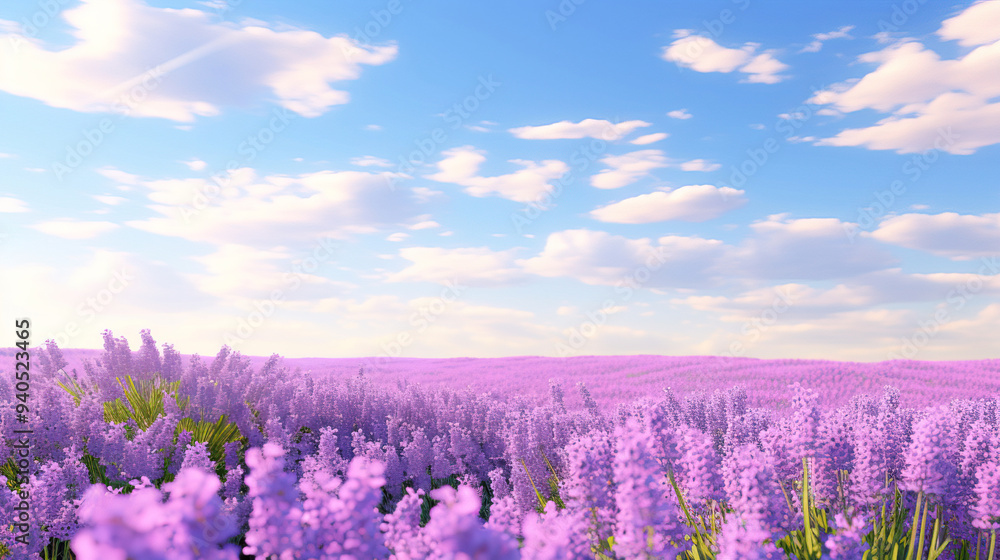 Fototapeta premium Stunning Lavender Field Under a Blue Sky - Nature Photography
