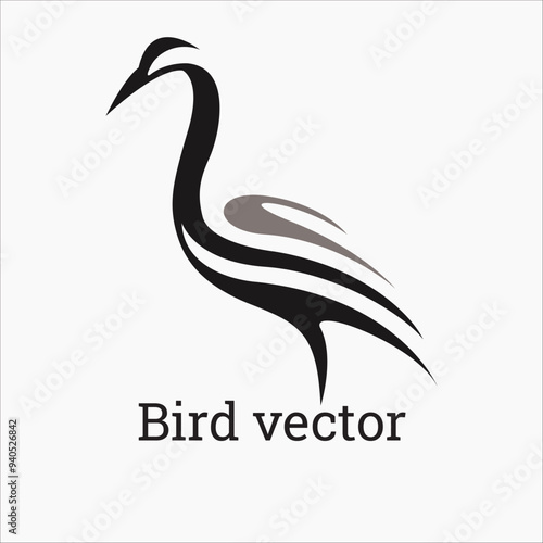 Set of black bird silhouettes. Vector elements for design