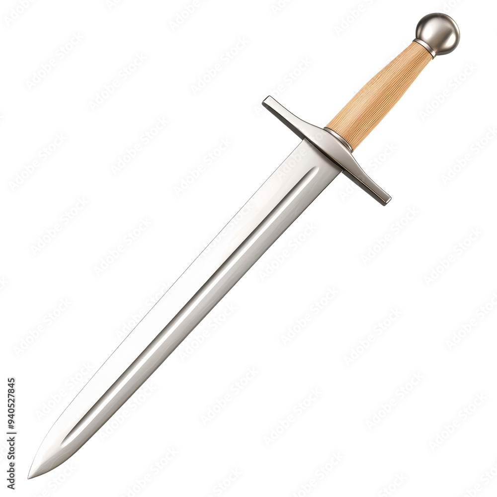 A detailed illustration of a classic sword featuring a silver blade and wooden handle, perfect for historical themes and artistry. Isolated on transparent background. A detailed illustration of a classic sword featuring a silver blade and wooden handle, perfect for historical themes and artistry. Isolated on transparent background.