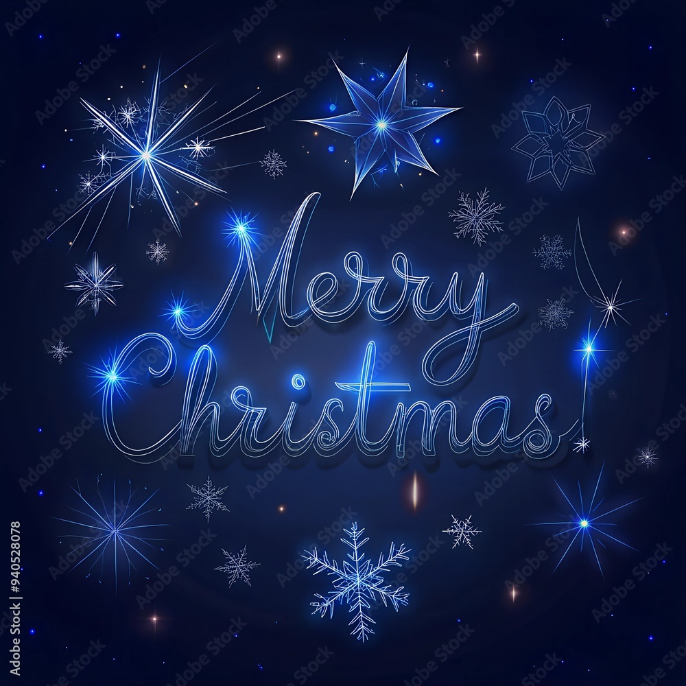 merry christmas greeeting with snowflakes and stars merry christmas greeeting with snowflakes and stars